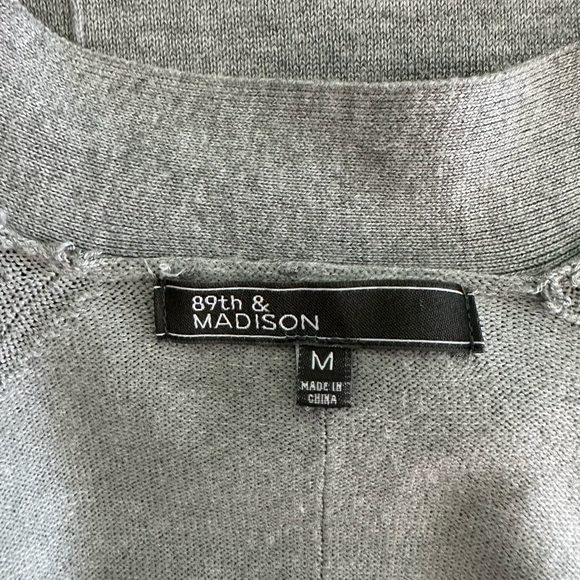 Women Open Front Cardigan 89th & Madison Long Sleeve Duster Grey Knitted Jacket - Picture 4 of 5